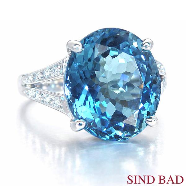 アクアマリン 8.074ct 指輪 プラチナ リング ダイヤ 0.083ct 中央宝石