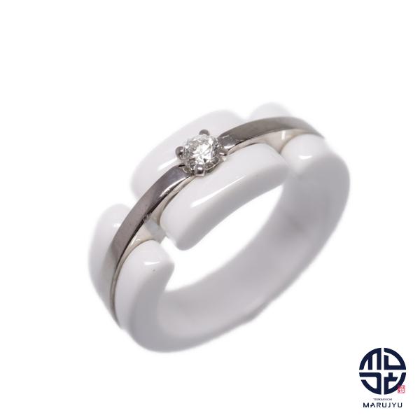 CHANEL シャネル 750 18金ホワイトゴールド K18 ダイヤ1P セラミック