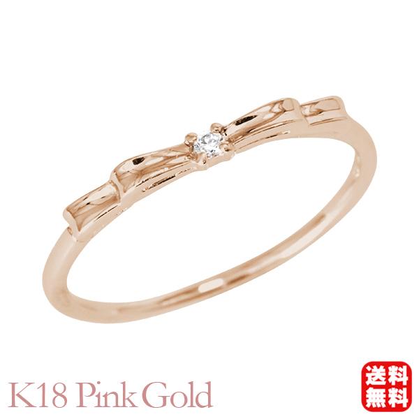 k18 ダイヤモンド リング リボンリング 18k 18金 ピンクゴールド