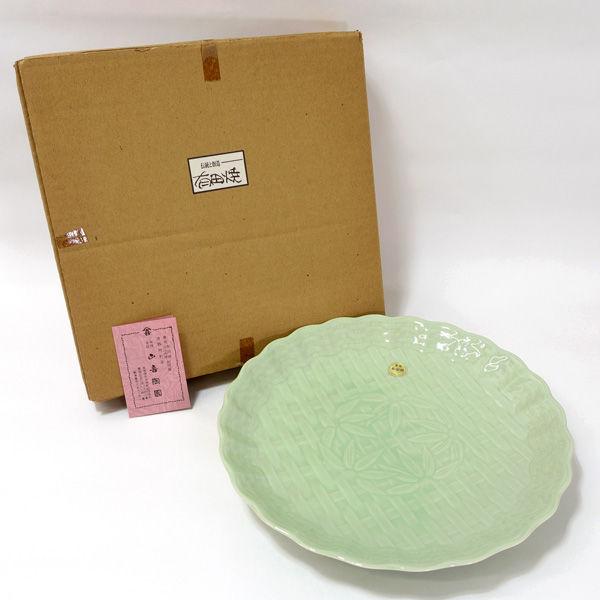 有田焼 華峰 和食器有田焼/青磁碧笹絵 尺大皿 ギフト 未使用 : ARCHERY