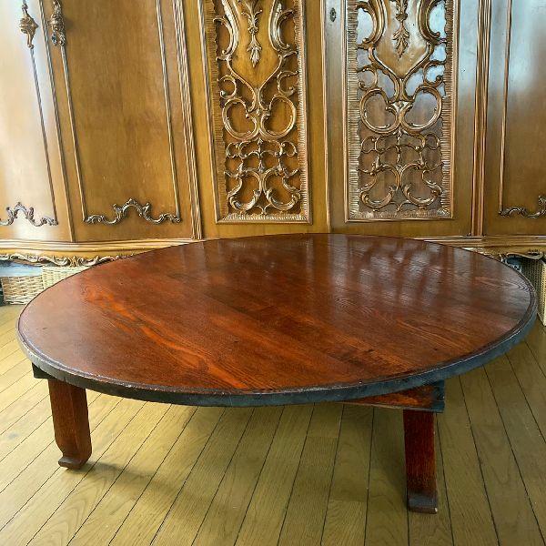 VINTAGE ヴィンテージ*古木 無垢材の折り畳み ちゃぶ台 120cm*特大 丸