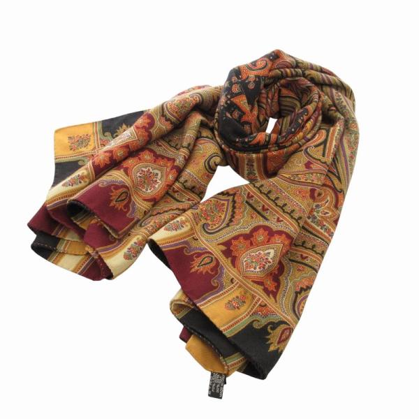 ETRO（エトロ） 美品 ストール マフラー ウール シルク混 ペイズリー柄