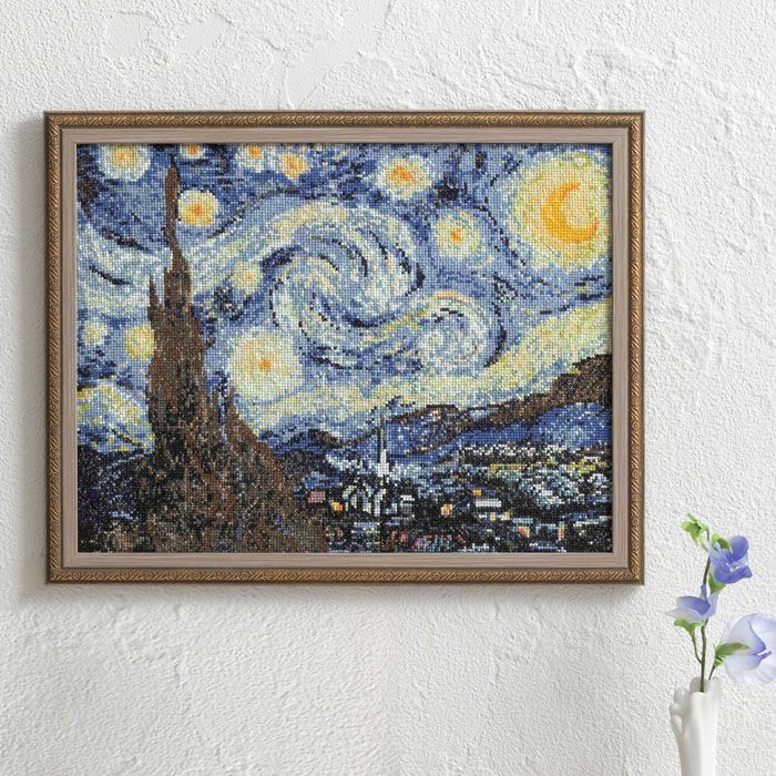 3/10予約】クロスステッチフレーム＜星月夜＞ | リバティ 生地、編み物