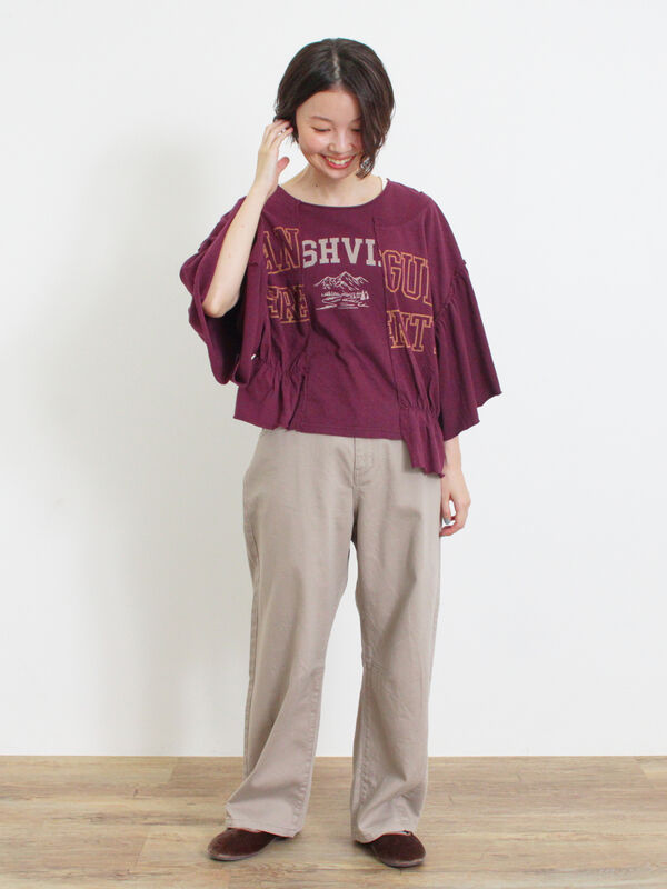 セール】 【S/M/L/XLサイズ】カーブシルエットデニムパンツ（ベージュ