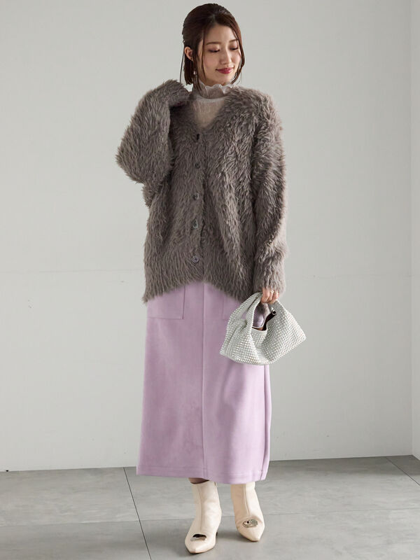 セール】 スウェードタイトスカート（ライトベージュ/モカ/ラベンダー