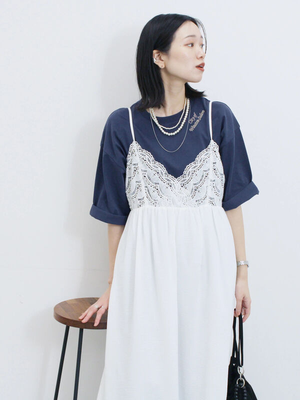 セール】 チェーン刺繍7分袖プルオーバー（オフホワイト