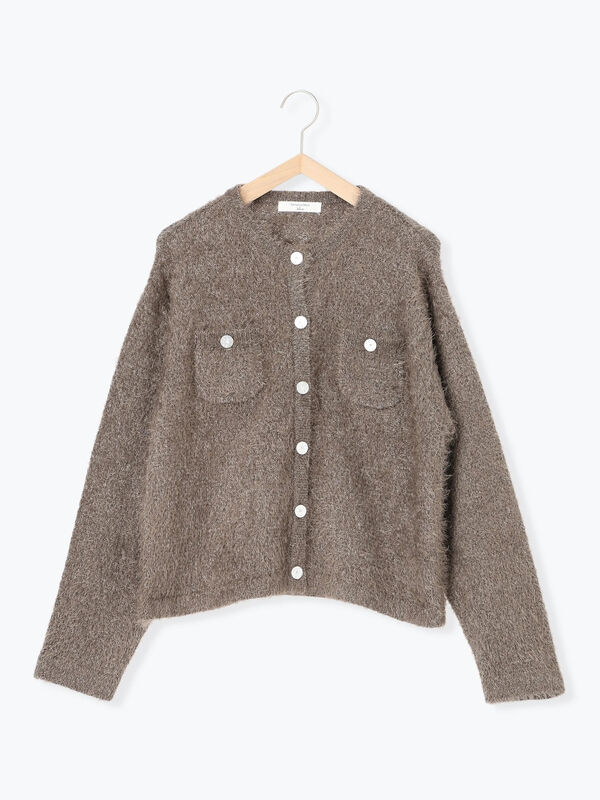 セール】 フェザーニットカーディガン（チャコールグレー/モカ/S