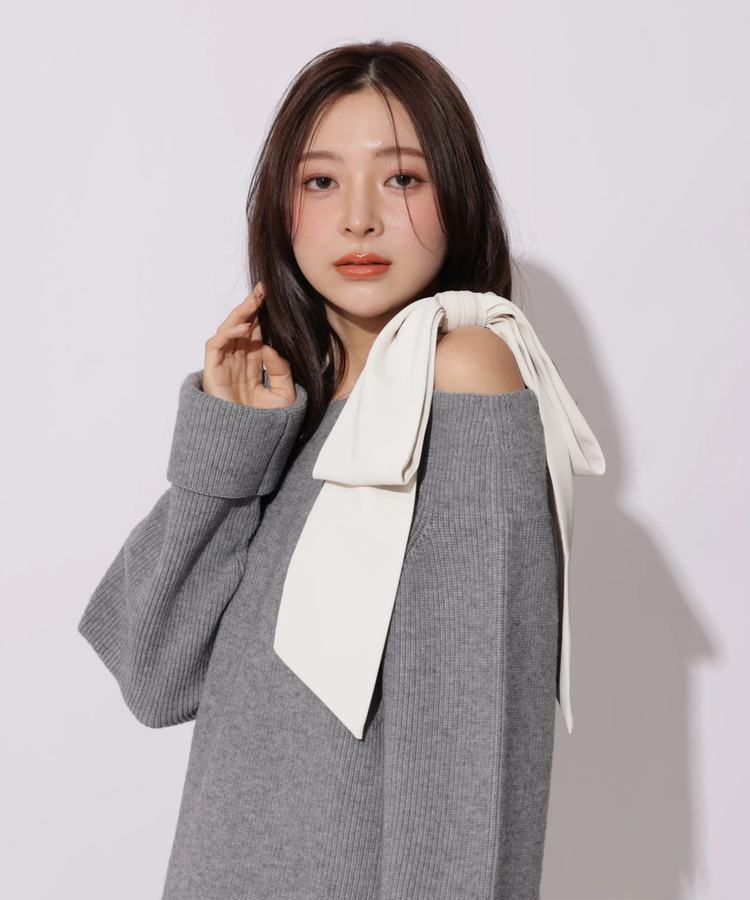 スプリングショルダーリボンゆるニット | ニット | Apuweiser-riche