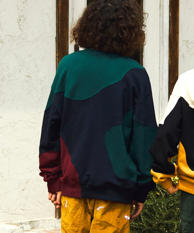 空紡糸裏毛 CRAZY切替クルースウェット (MENS)｜ファッション通販