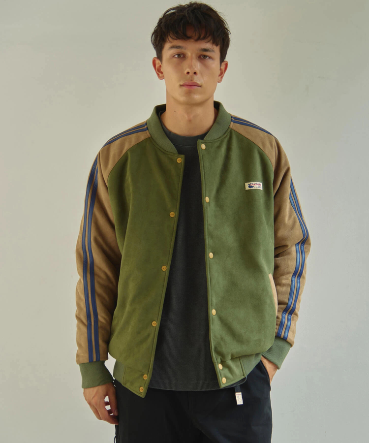 DUCKSTER/ダックスター スエード/レザー調コンビ スタジアムジャケット