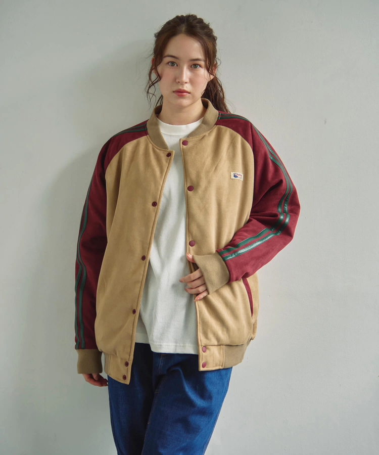 DUCKSTER/ダックスター スエード/レザー調コンビ スタジアムジャケット