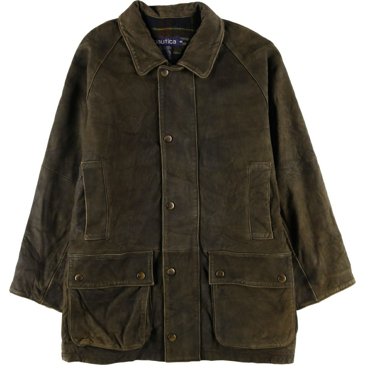 古着 90年代 ノーティカ NAUTICA スイングトップタイプ レザーブルゾン