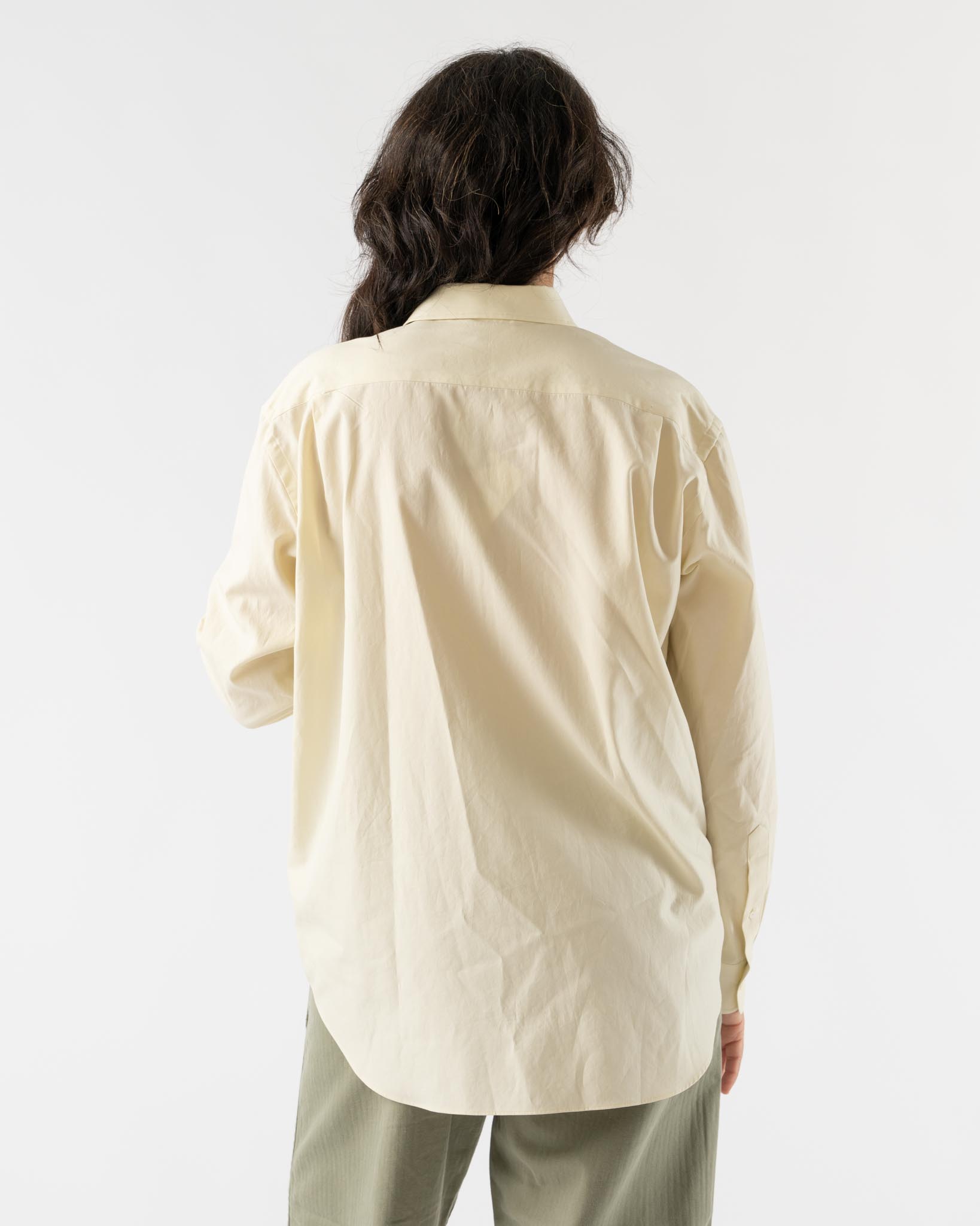 Auralee Washed Finx Twill Shirt in Light Yellow Curated at Jake