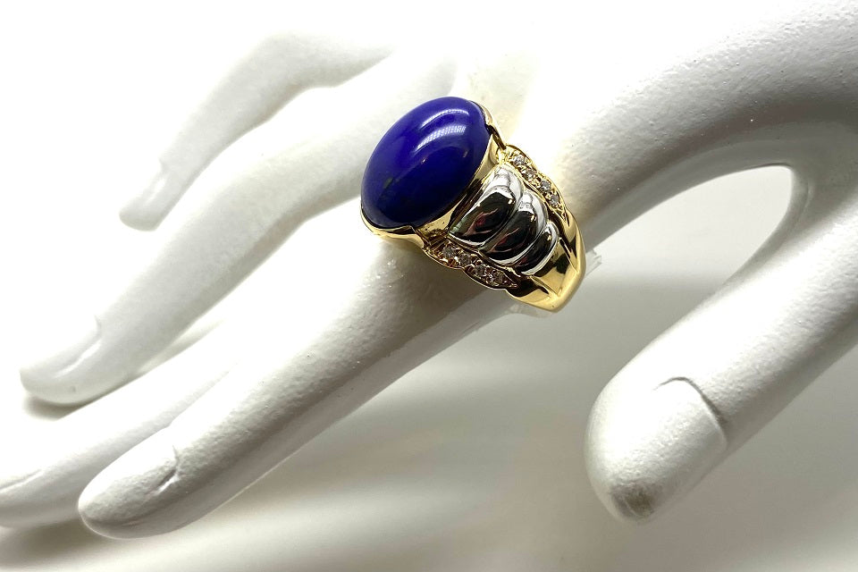 Lapis Lazuli K18/Pt900ラピスラズリ ダイヤモンドリング (NO.304786