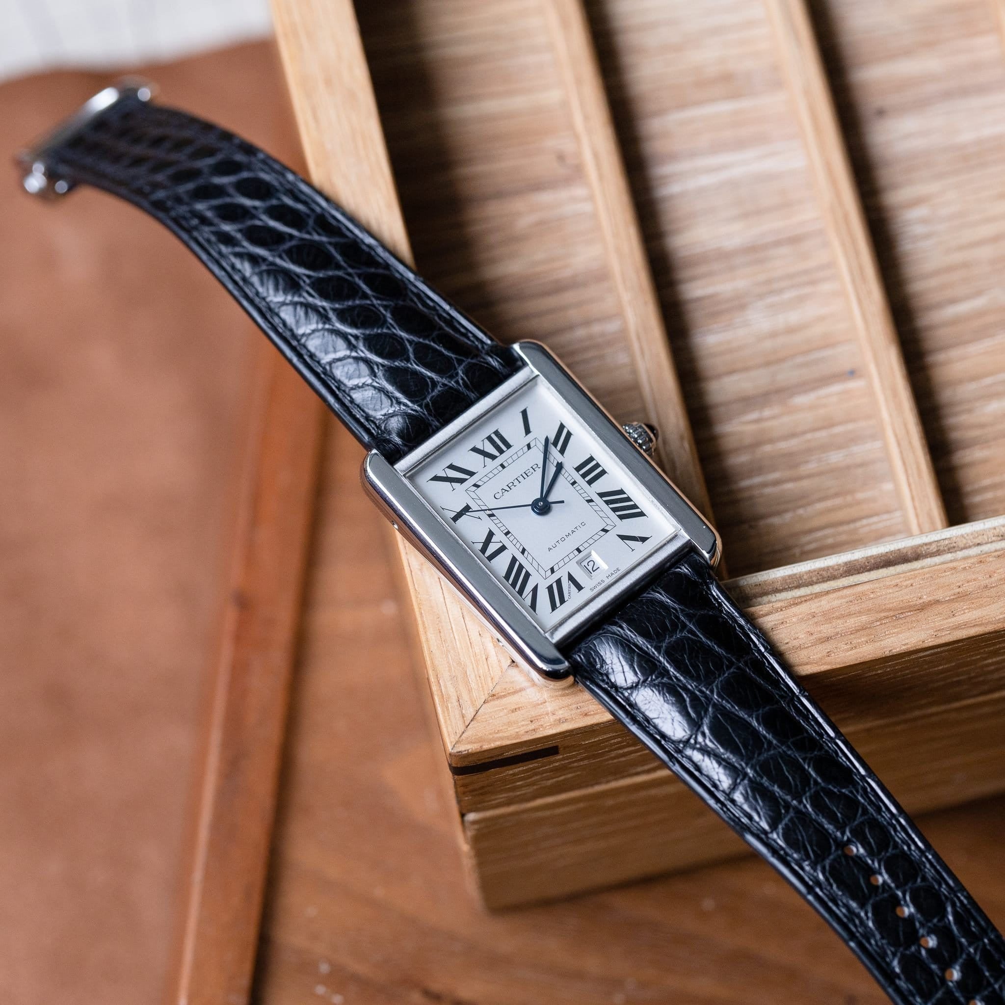 カルティエ タンク用 オーダーメイド革ベルト 折りたたみタイプ対応