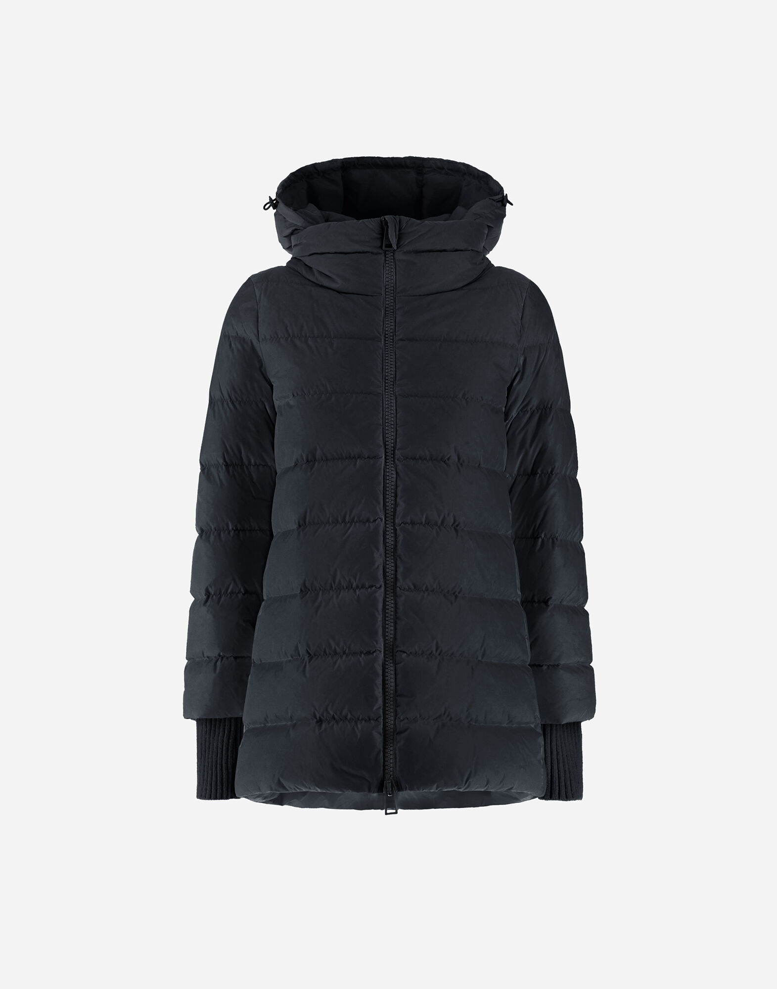 レディース ナイロンシャモニー Aシェイプ コート ブラック | Herno