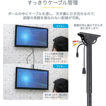 FLATPNLCEIL テレビ天吊り金具/32 - 75インチ型/1画面/VESA対応/ポール