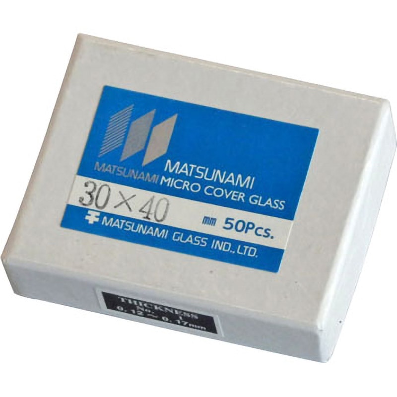 C030401 カバーグラス 長方形 No.1 松浪硝子 寸法30×40mm 1箱(50枚