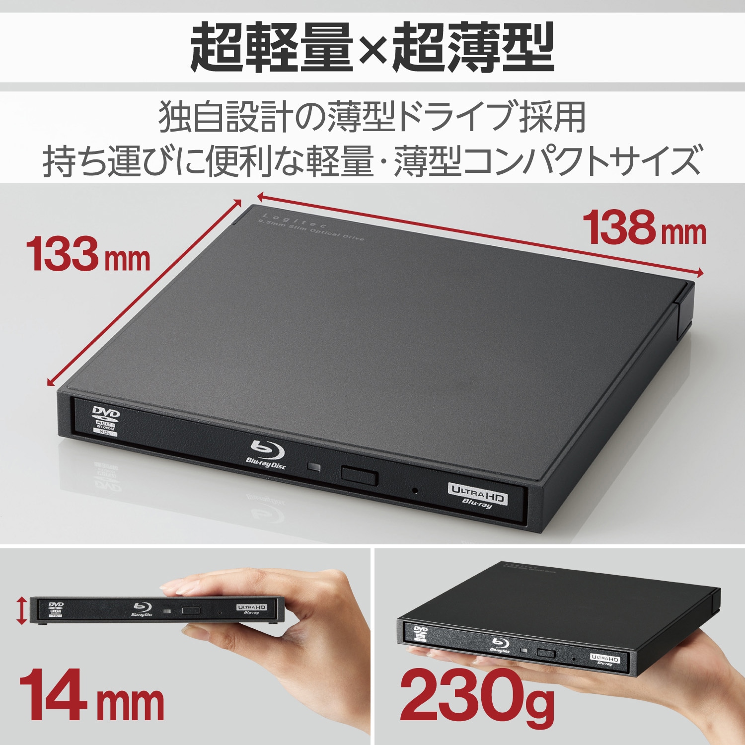 LBD-PWC6U3CVWH 外付けブルーレイドライブ BD/DVD/CD USB3.2 Gen1
