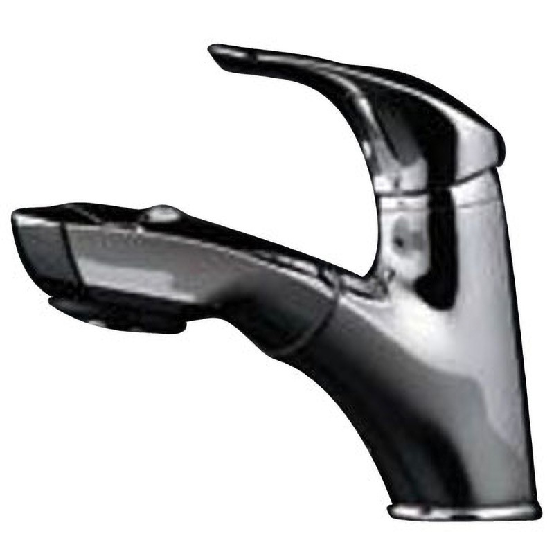 184-002 シングルレバー引出し混合栓 TAMON カクダイ 引棒なし 取付穴