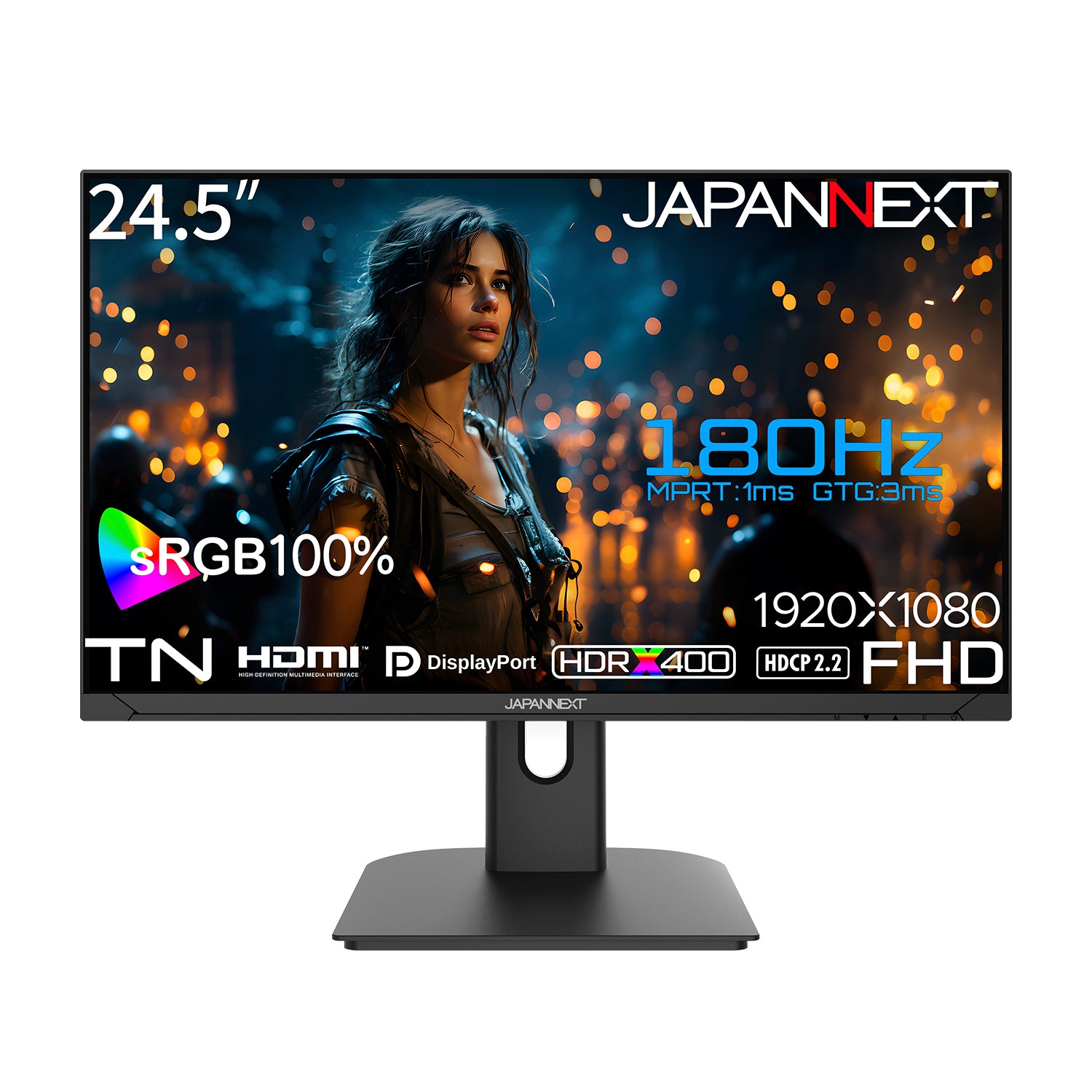 JAPANNEXT 24.5インチ TNパネル搭載 180Hz対応 フルHD(1920x1080