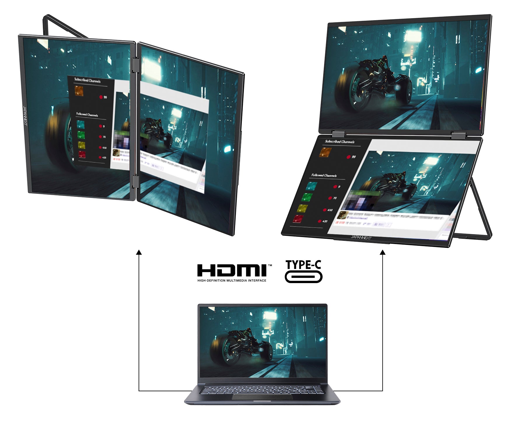 JAPANNEXT 15.6インチ IPSパネルx2搭載 フルHD(1920x1080)解像度