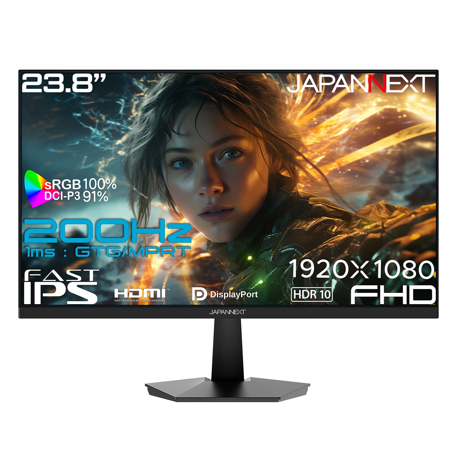 JAPANNEXT 23.8インチ FAST IPSパネル搭載 200Hz/1ms(GTG:OD時/MPRT