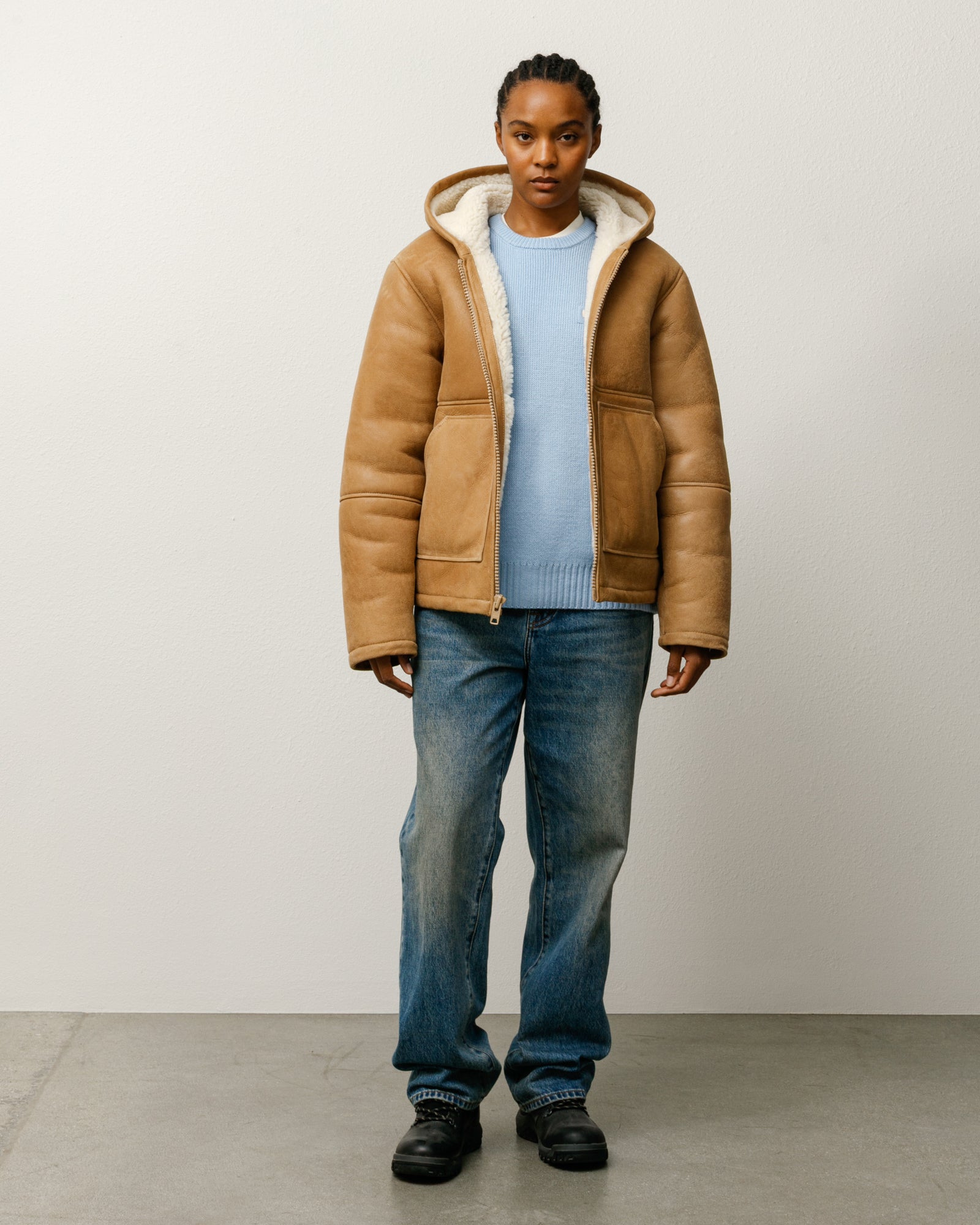 Shearling Hooded Jacket – Tan | Outerwear | Stüssy Japan