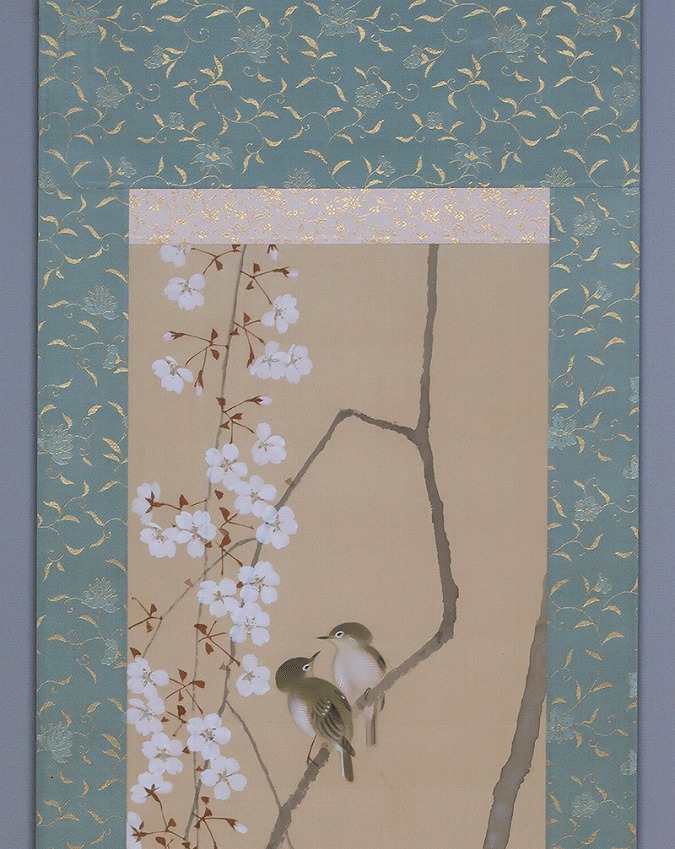 山田耕雲 糸桜小禽 | 掛軸(掛け軸)販売／表装ご依頼は掛軸いっぷく掛軸