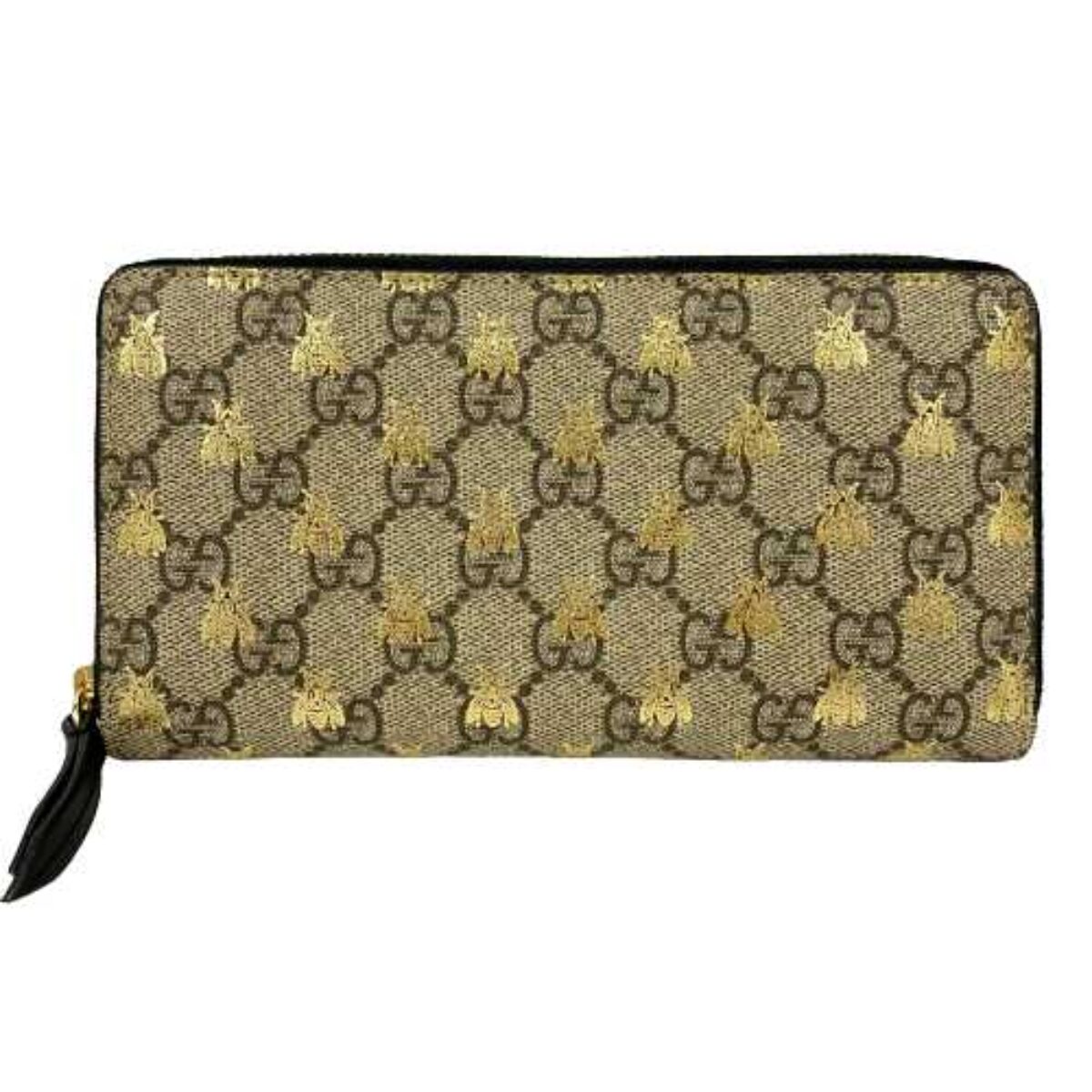 GUCCI GGスプリーム Bee 長財布 ラウンドファスナー ロングウォレット