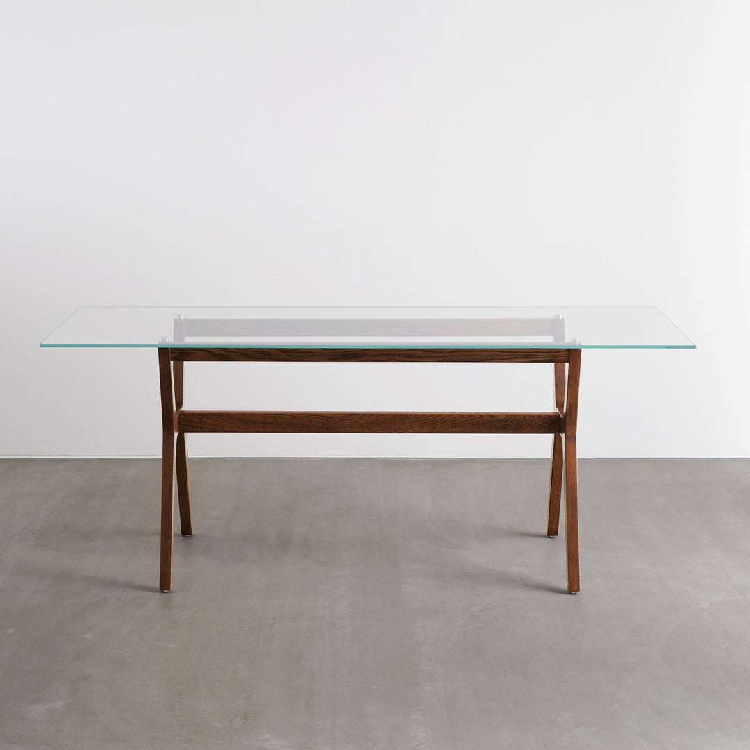 THE TABLE / ガラス × H 木製脚 オーク無垢材 – KANADEMONO
