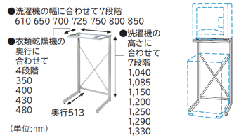 洗濯機・衣類乾燥機・スタンド 組み合わせ検索：日立の家電品