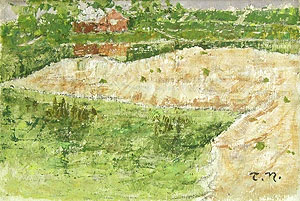 中谷泰「風景」油彩15.8×22.7cm