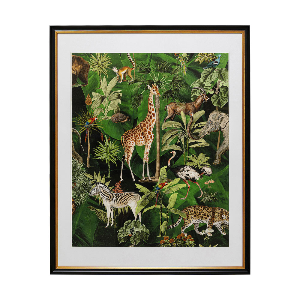 廃番】アニマルズ イン ジャングル 80x100cm フレームピクチャー