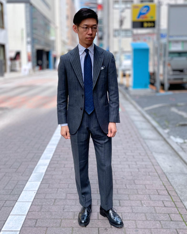 グレーチョークストライプスーツ 銀座ベルビア館 平野実 | オーダー
