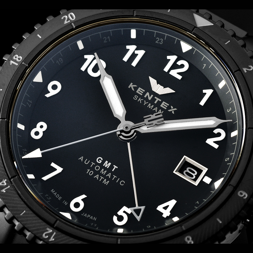 188本限定】KENTEX スカイマンGMT オールブラック／SKYMAN GMT All