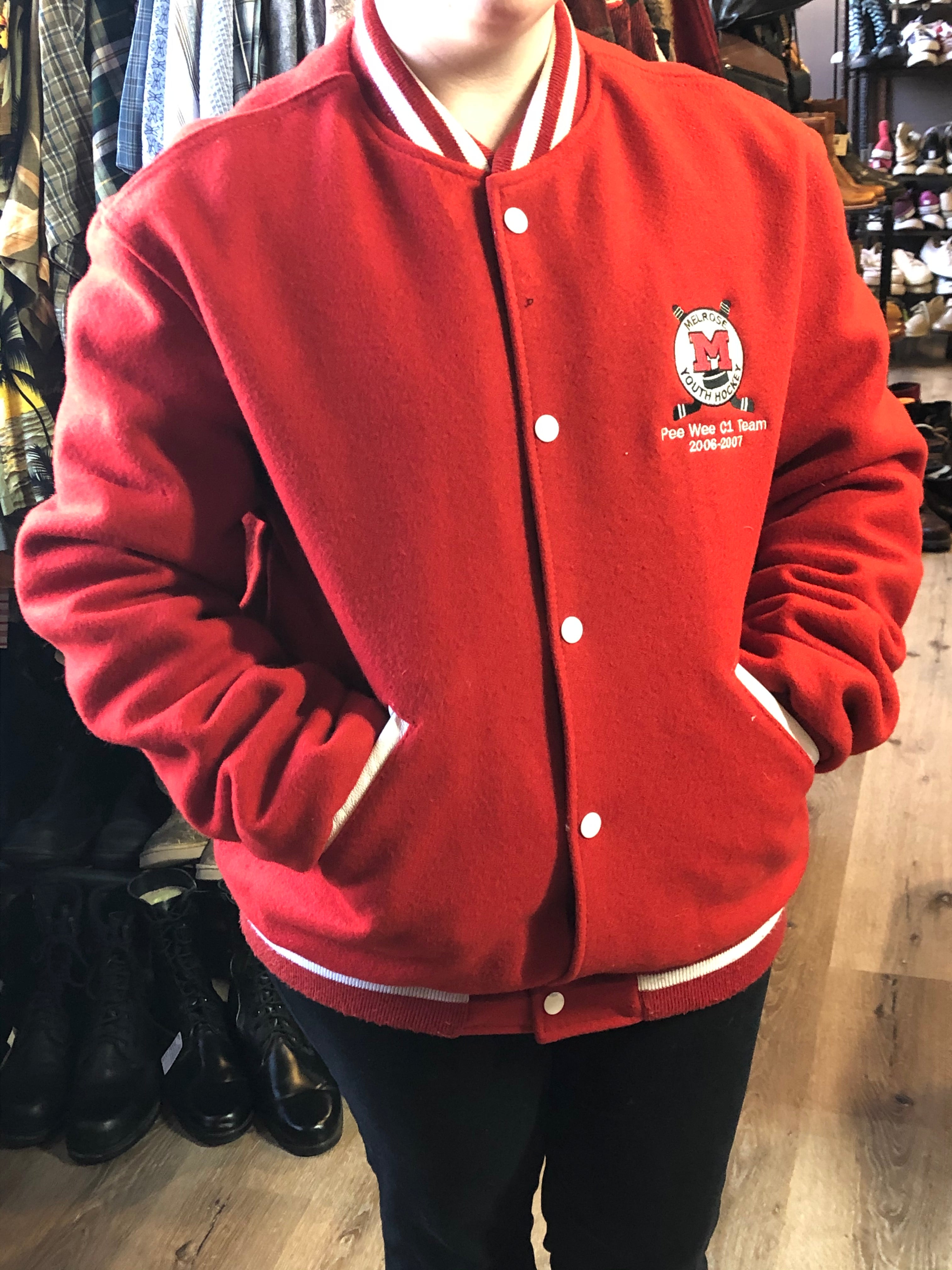 Melrose Youth Hockey Red Varsity Jacket, Made in USA – KingsPIER