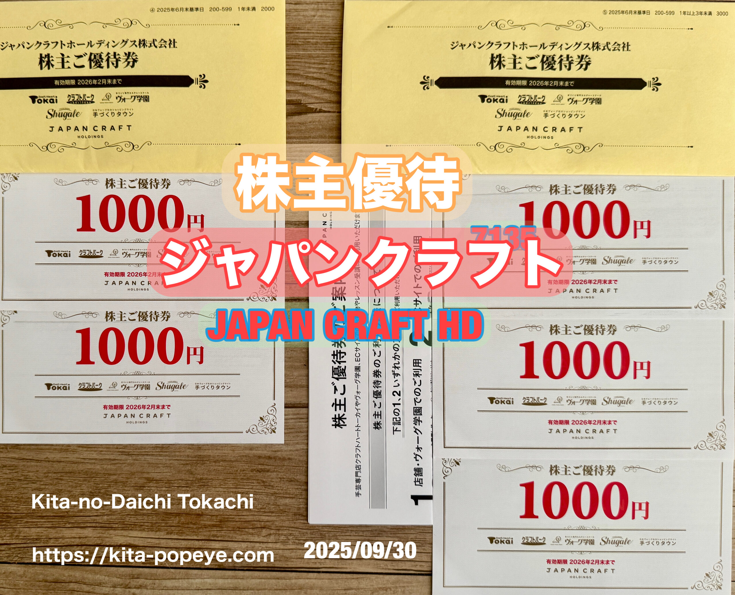 ジャパンクラフトホールディングス（旧藤久）【7135】株主優待券 手芸