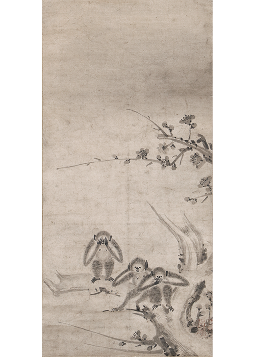 室町桃山期 梅花三猿図 | 古美術瀬戸