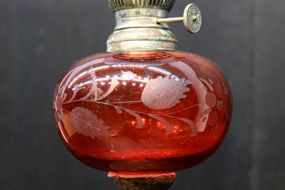 色ガラスが素敵な高脚デザインのオイルランプ DC4138 – 古福庵