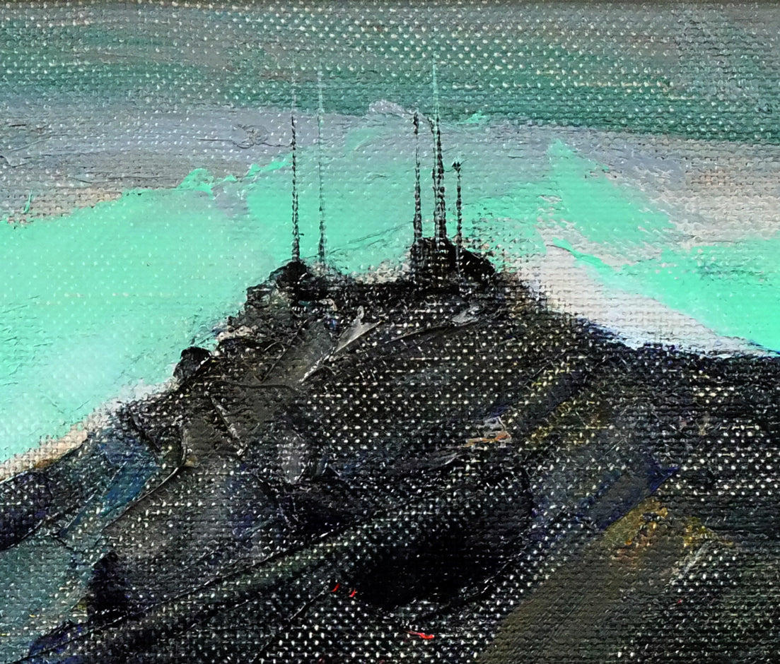 石岡剛「函館山」油絵・F8号 絵画買取・販売の小竹美術