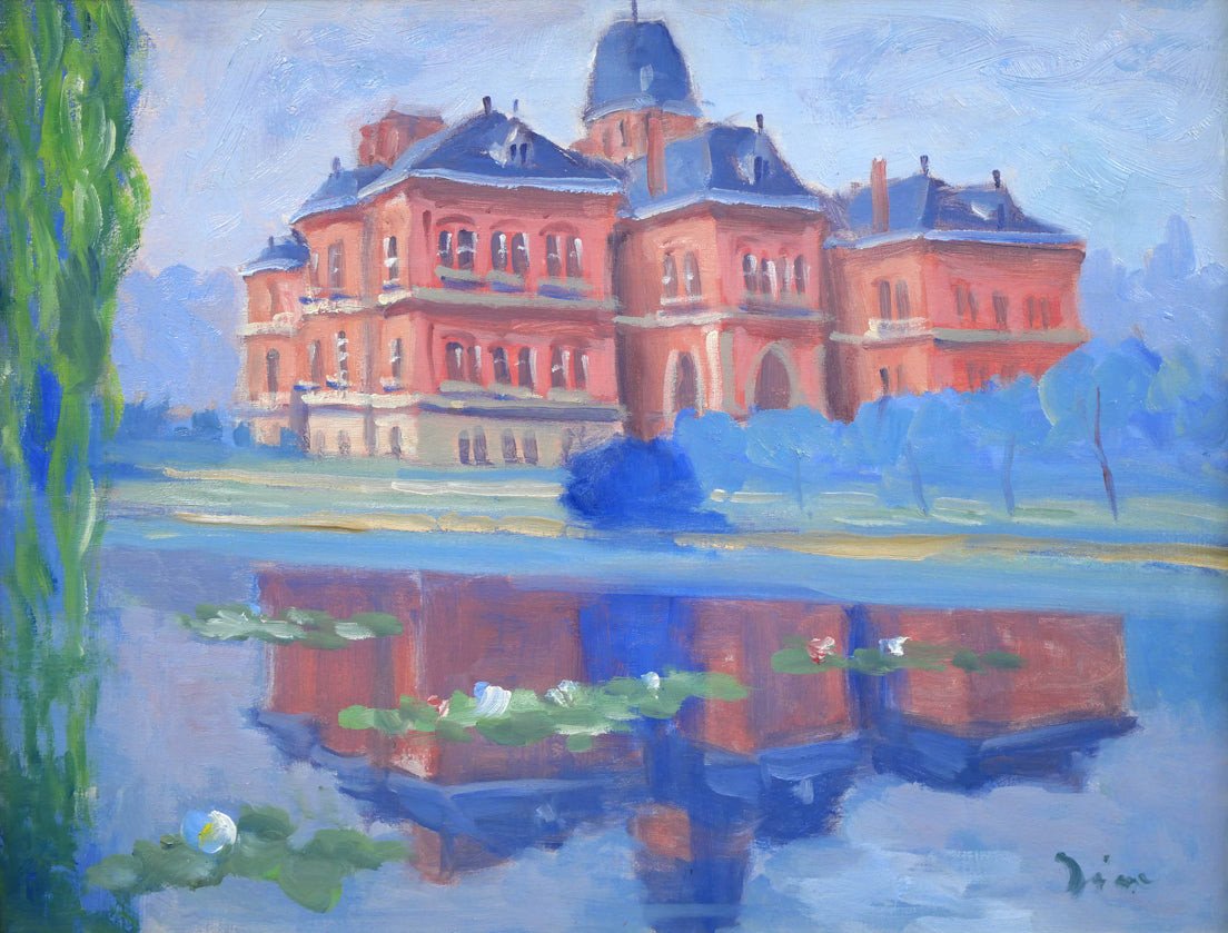 伊藤仁「北海道庁之池」油絵・F6号 絵画買取・販売の小竹美術