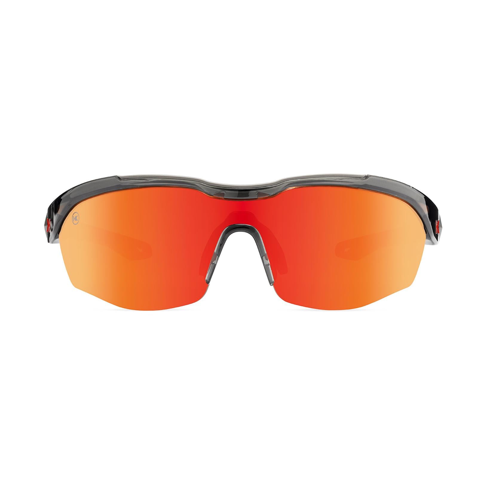 Grey Wraparound Sport Sunglasses w/ a Non-Polarized Orange Shield Lens