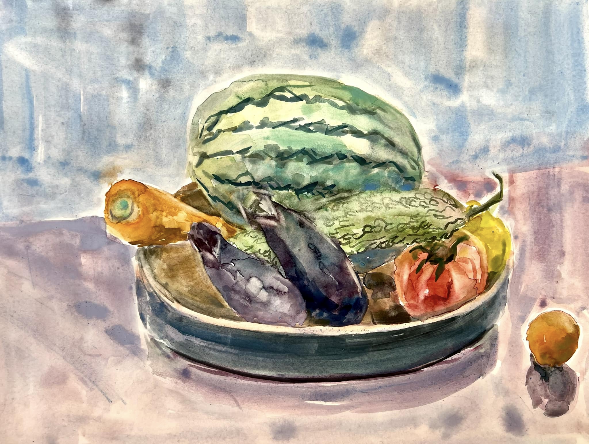 夏野菜など、水彩で直に描く | コンテマン・松川久美の日常
