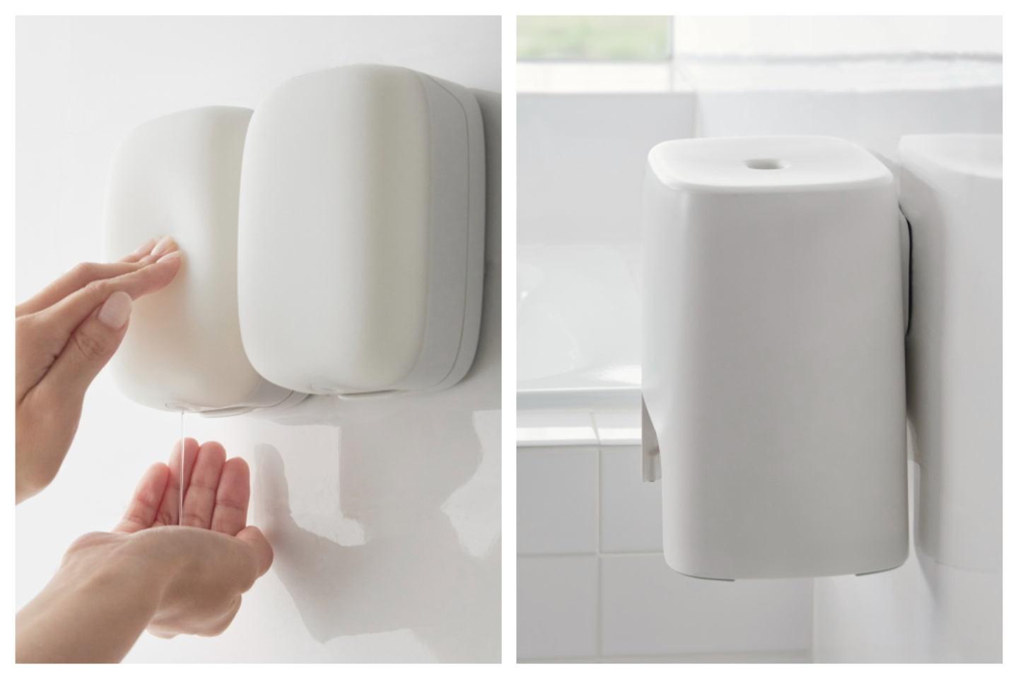 マーナ」からマグネットで壁に貼り付けるソープディスペンサー＆椅子が