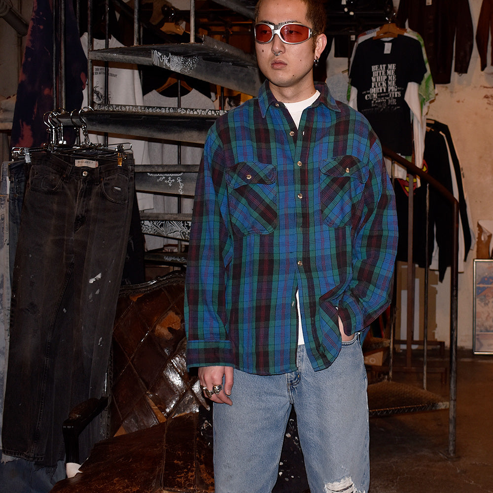 90's PRIVATE PROPERTY チェック柄 ヘビーネルシャツ USA製 250305H