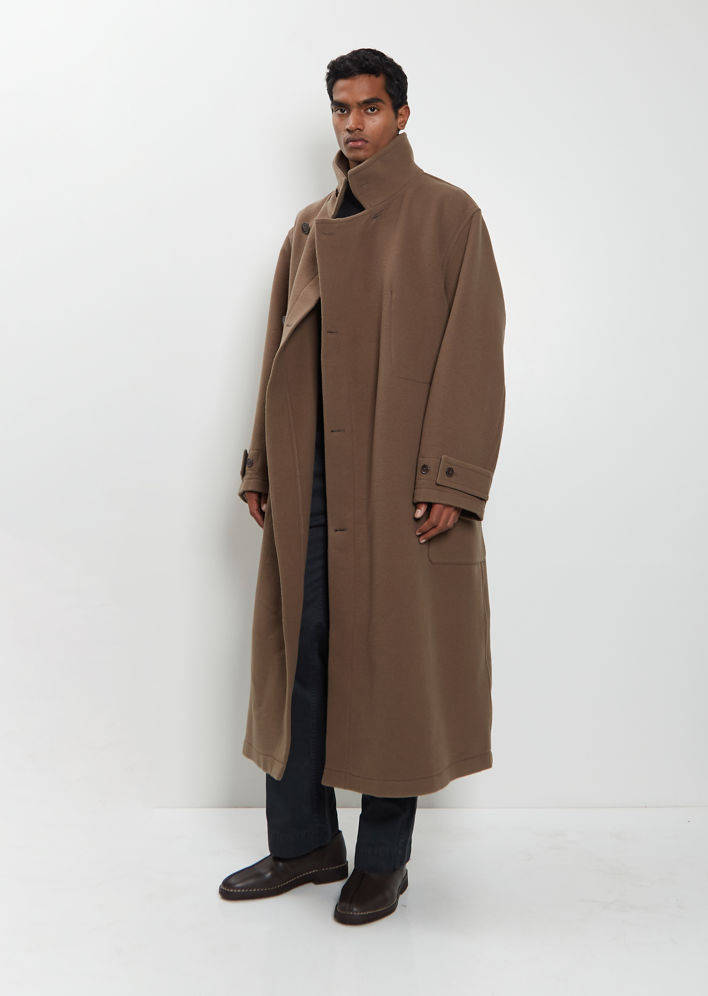 Wrap Wool Coat — Dark Squirrel – La Garçonne