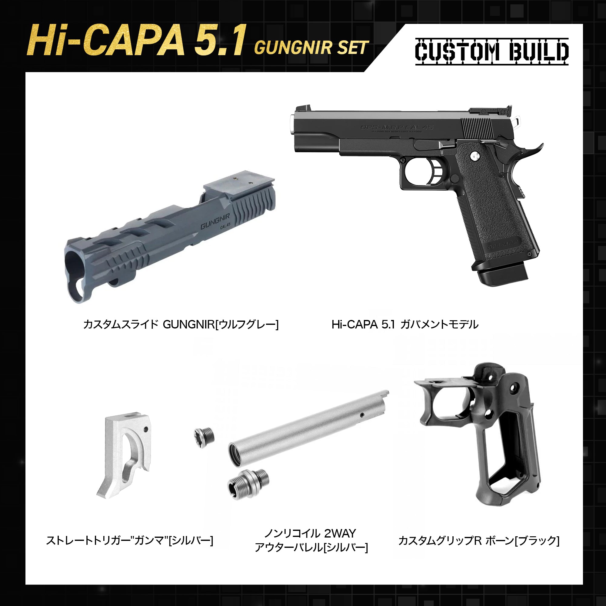 CUSTOM BUILD】ハイキャパ5.1 カスタムビルド ガングニールセット/対象