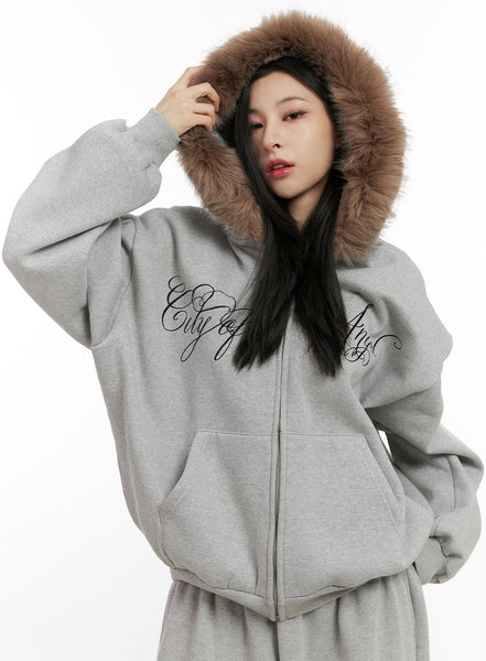 Chic Fur Zip-Up Hoodie CN416 - Acubi style | LEWKIN