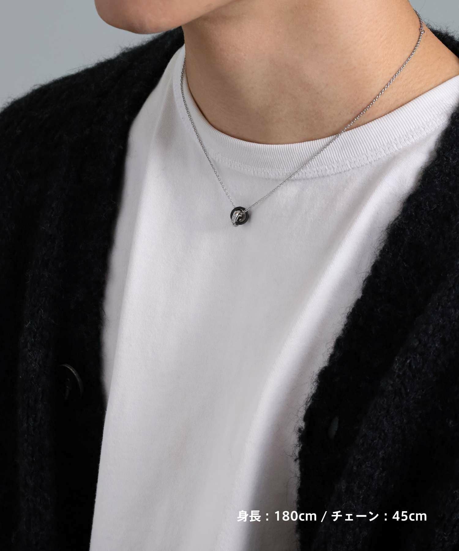 限定展開】“LH-1”スタッドダブルリングネックレス（ブラック